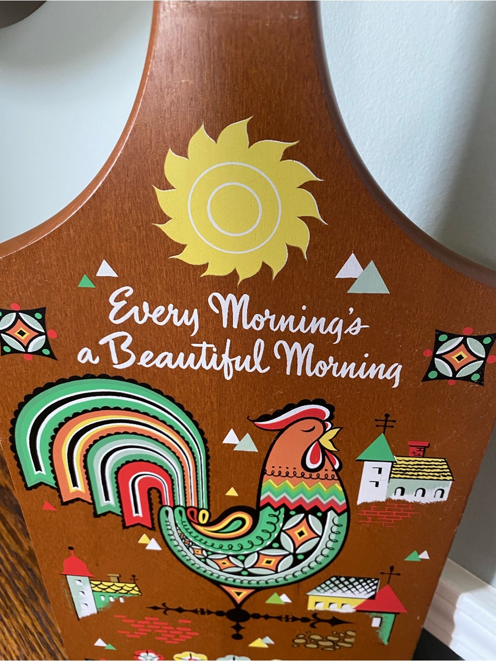 Vtg MCM Berggren Trayner Swedish Folk Art Wood Cutting Board Rooster Wall Art - Picture 4 of 14